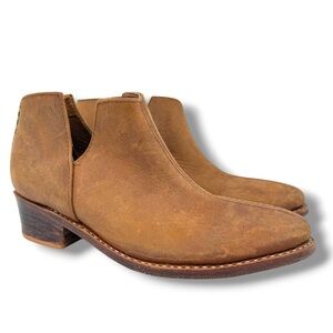 The Root Collective x Dressember Blythe Handmade Leather Chestnut Brown Bootie 6